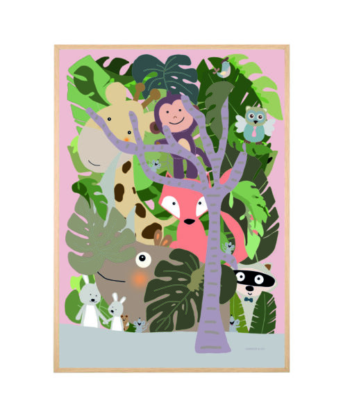 Skovens dyr - pige børneplakat
